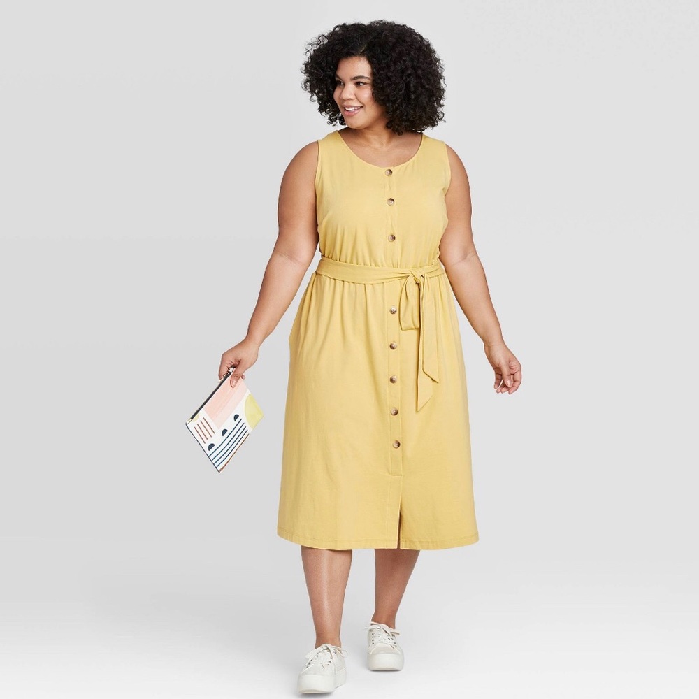 Ava and Viv sleeveless button-up dress